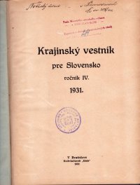 Krajinský vestník pre Slovensko IV. ročník