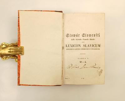 Slowár Slowenskí česko-latinsko-ňemecko-uherskí seu Lexicon Slavicum Bohemico-Latino-Germanico-Ungaricum Tomus V