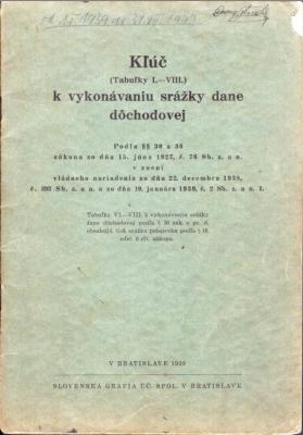 Kľúč  k vykonávaniu srážky dane dôchodovej