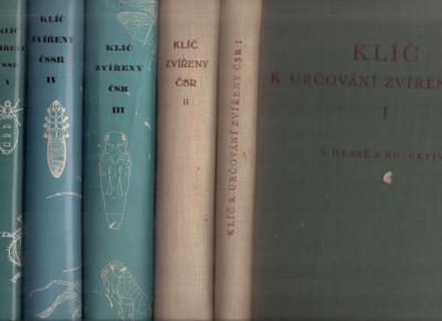 Klíč zvířeny ČSR/ ČSSR: Díl 1-5 (Prvoci, houby, láčkovci, červi, mechovky, měkkýši, korýši+ Třásnokřídlí, blanokřídlí, řasnokřídlí, brouci + Vzdušnicovci, stonoženky + Želvušky, jazyčnatky, klepítkatci: sekáči, pavouci, štírci, roztoči + Dvoukřídlí )