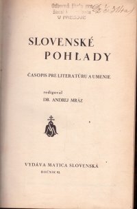 Slovenské pohľady LII. I.-II.