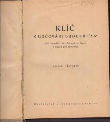 Klíč k určování brouků ČSR