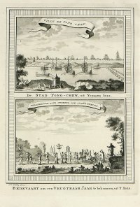 [Čína] Ville de tong cheu., De stad Tong - Chew, uit Ysbrand Ides; Pellerinage Pour Obtenir Une Année Fertile., Bedevaart om een Vrugtbaar Jaar te bekoomen, uit Y. Ides.