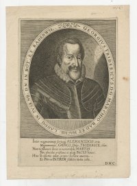 Georgivs Fridericvs D. G. Marchio Bad:...; medirytina