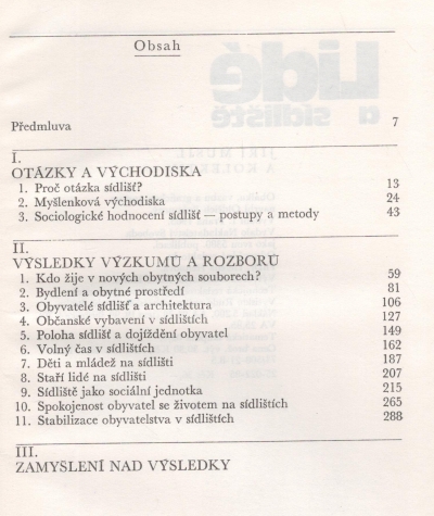 Lidé a sídliště - Musil Jiří a kol. (obsah)