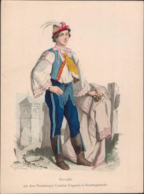 [Slovák z oblasti Bratislavy]  Slovake aus dem Comitat (Ungarn) in Sonntagstracht